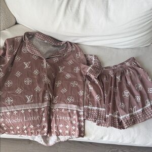 Cute mauve satin pajama set